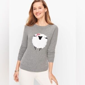 Talbots Wooly Sheep Crewneck Wool Blend Sweater in Gray Size Small